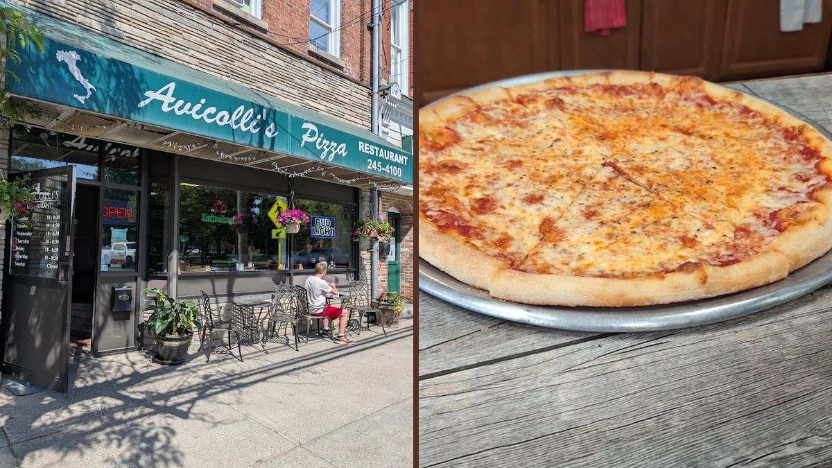Pizza and Italian dishes on display.